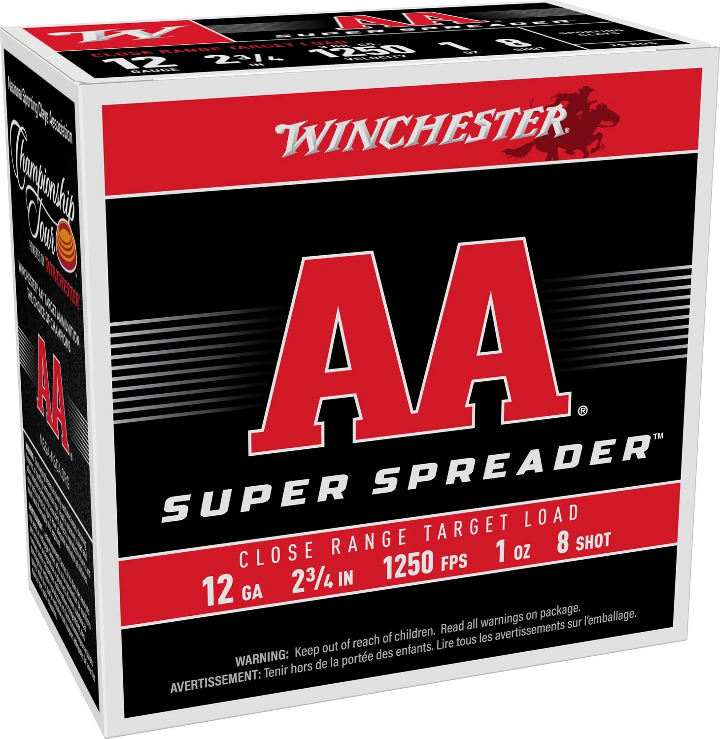 Winchester AA Spreader 12ga 2-3/4in #8 1 oz shotshell box image