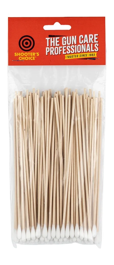 Shooters Choice 100-pack gun cleaning cotton swabs with 6-inch wooden handles