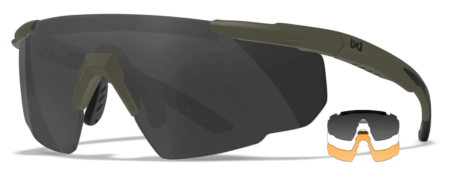 Wiley X WILEYX 308G SABER ADVANCED gray clear rust odg shooting glasses