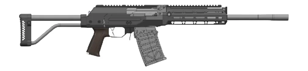JTS M12AK-LWH semi-auto 12 gauge shotgun, 18.5in barrel, black skeleton stock