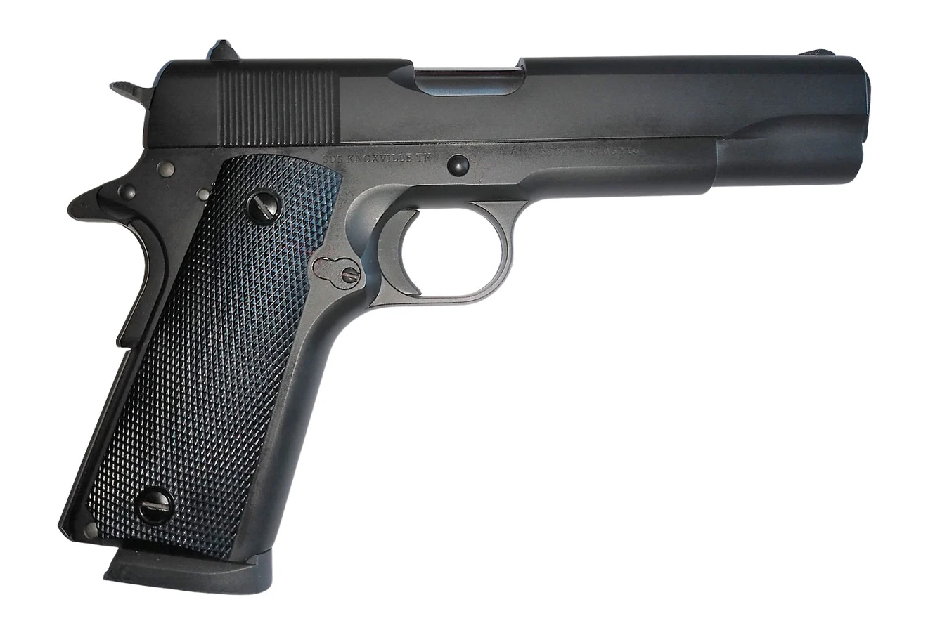 Tisas 1911A1 Service .45 ACP 5 inch Cerakote black pistol front-right view