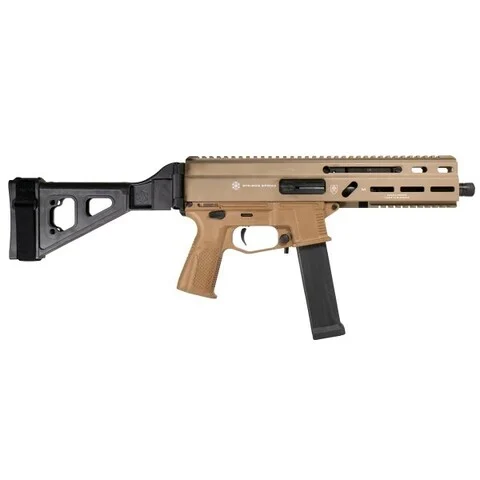 Grand Power Stribog SP10A3 10mm 8-inch threaded barrel FDE pistol with brace