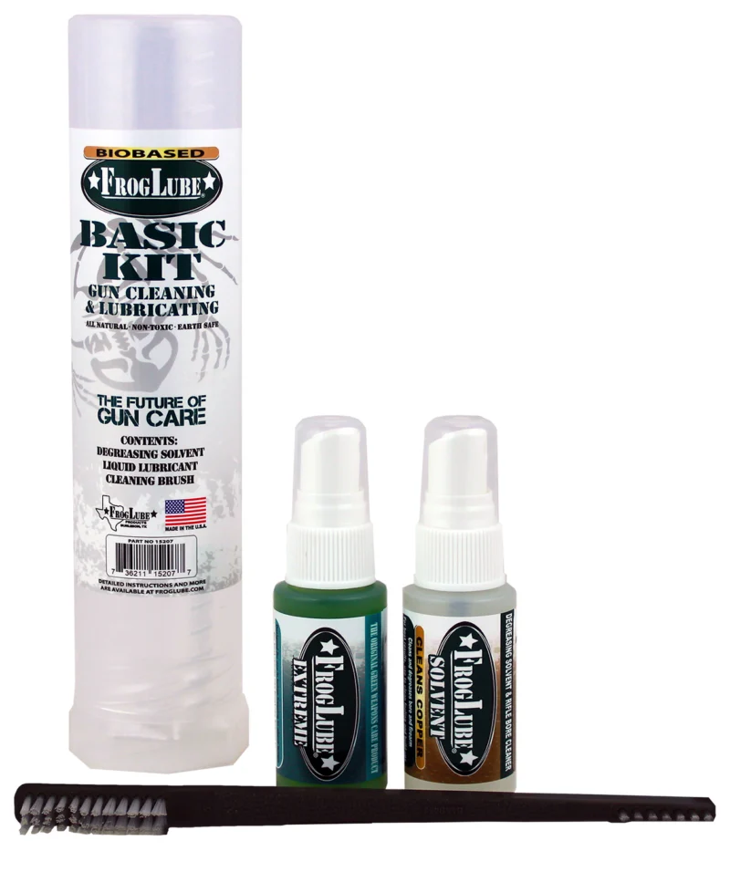 FrogLube clamshell cleaning kit with solvent, CLP, and brush