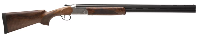 Stevens 555 E 12 gauge over-under shotgun 28-inch barrel engraved silver receiver Turkish walnut stock