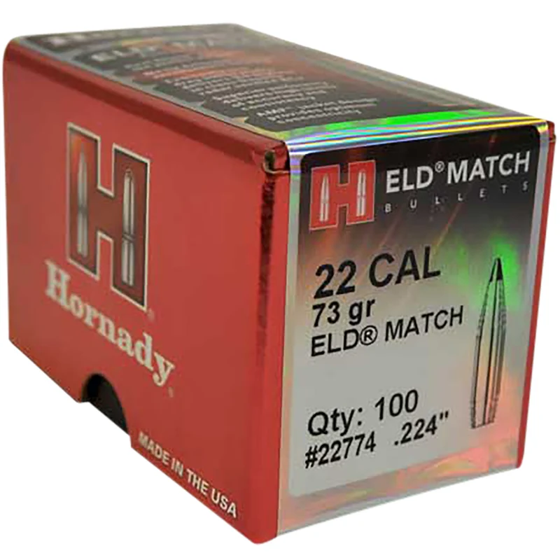 Hornady ELD Match .22 Cal .224 73 grain bullets, 100 count box