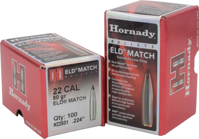 Hornady ELD Match .22 Cal .224 80 gr bullets, 100 count box