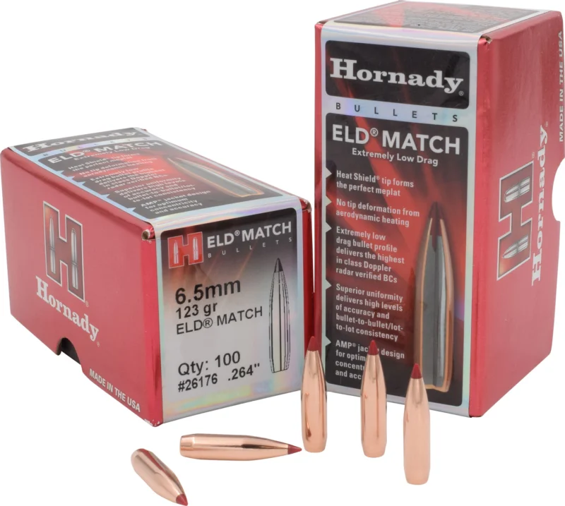 Hornady ELD Match 6.5mm .264 123 gr bullets 100 per box