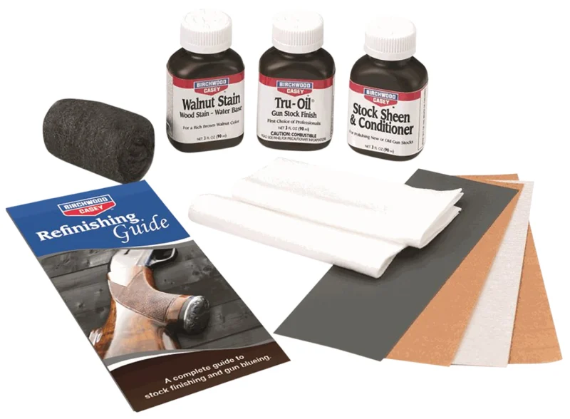 Birchwood Casey Tru-Oil Stock Finish Kit with 3 oz bottles, sandpaper, steel wool and polishing cloths