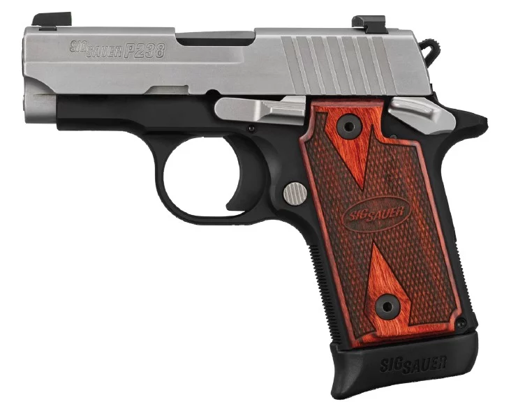 Sig Sauer P238 Two-Tone .380 ACP 2.7in stainless slide black frame rosewood grips