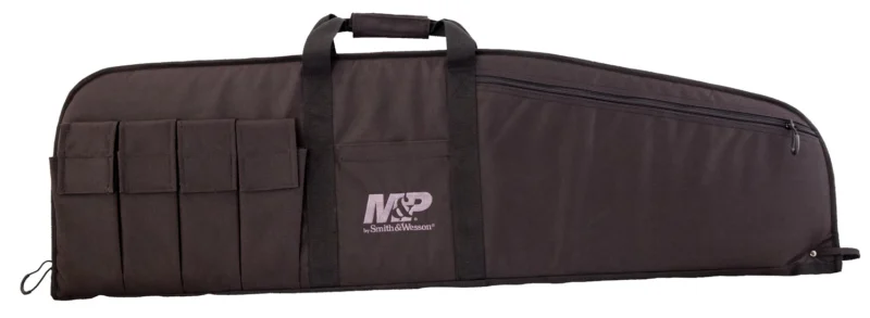 M&P Duty Series 40-inch black nylon padded gun case with AR mag pouches