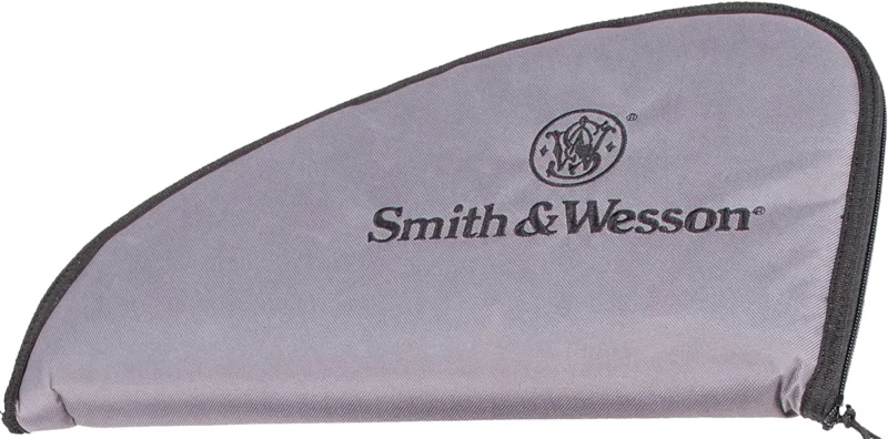 Smith & Wesson M&P Defender large handgun case, gray nylon, padded interior, full-length zipper