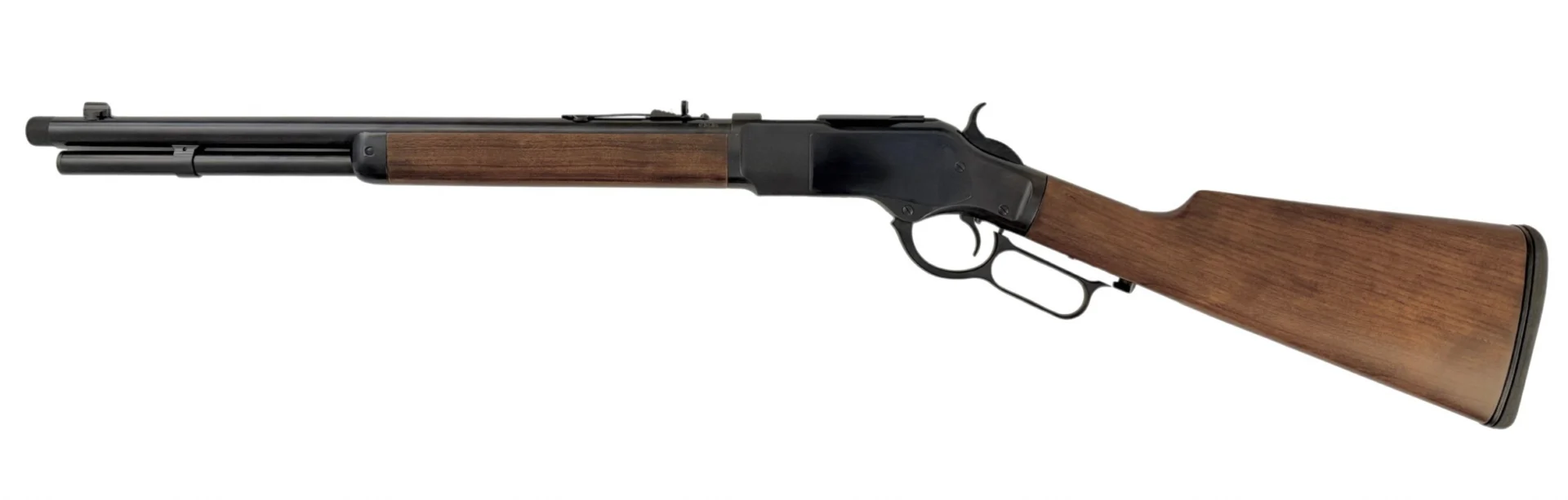 Taylors and Company TC73 1873 9mm lever-action rifle with 18 inch threaded blued barrel and walnut stock