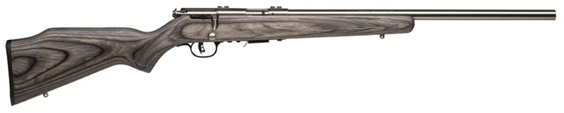 Savage 93R17 BVSS 17 HMR 21-inch heavy barrel rifle with gray laminate stock and stainless finish