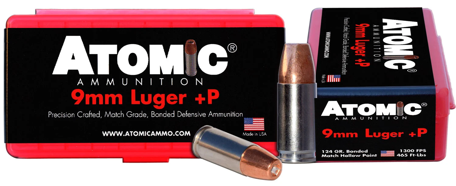 Atomic Ammunition 9mm Luger +P 124gr Bonded Match Hollow Point 20 round box