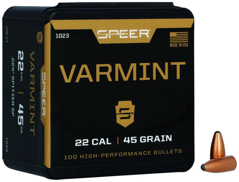 Speer Varmint 45 gr .224 Jacketed Soft Point bullets 100 per box