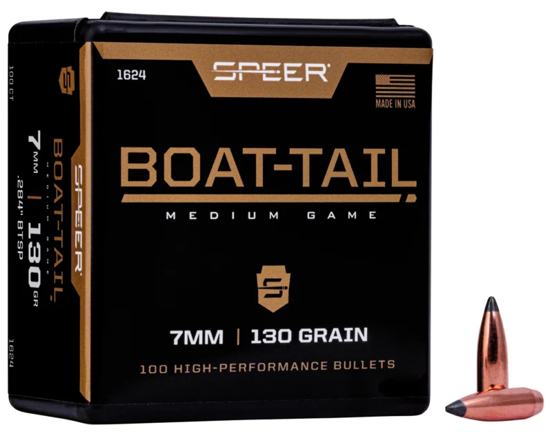 Speer 1624 7mm .284 130 gr Jacketed Soft Point Boat-Tail bullets, 100 per box