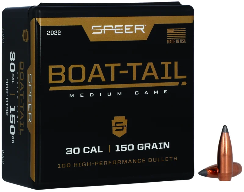 Speer 2022 Boat-Tail .30 Cal .308 150 gr Jacketed Soft Point bullets, 100/box