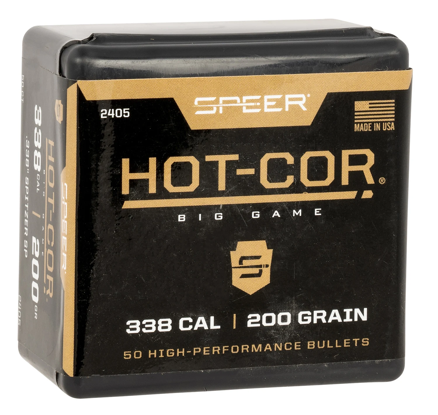 Speer Hot-Cor .338 Cal 200 gr Spitzer Soft Point bullets, 50 per box