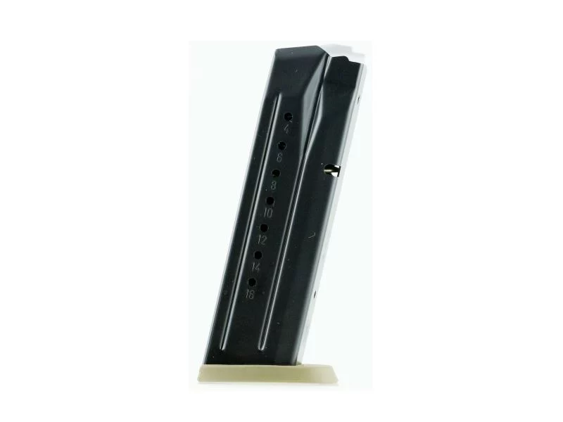 Smith & Wesson M&P 9mm 17-round black steel magazine with FDE base plate