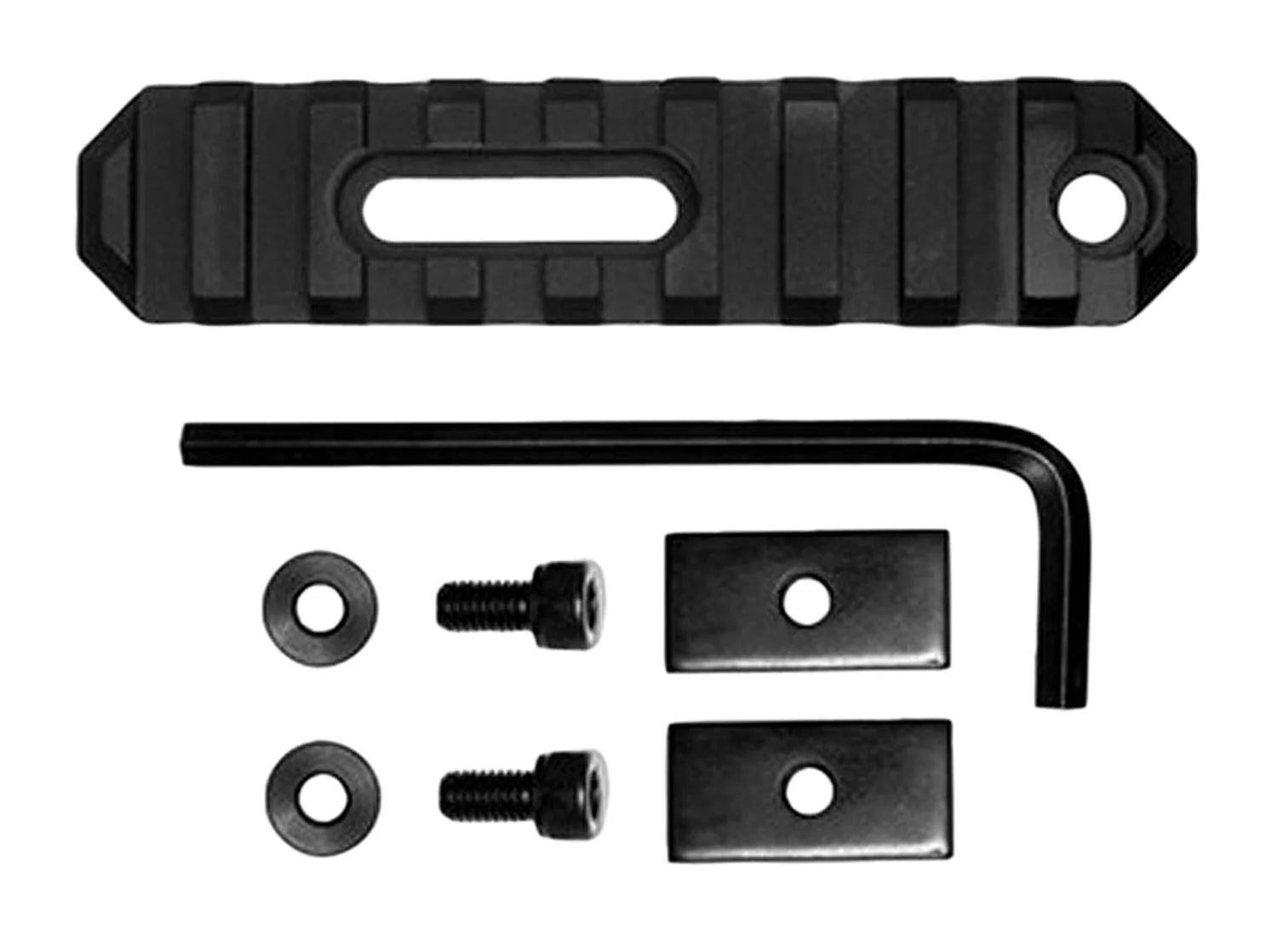 GrovTec 3.8in 9-slot Picatinny rail section, black hardcoat anodized, aluminum