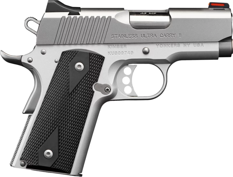 Kimber Stainless Ultra Carry II .45 ACP 3-inch pistol satin silver frame black synthetic grips