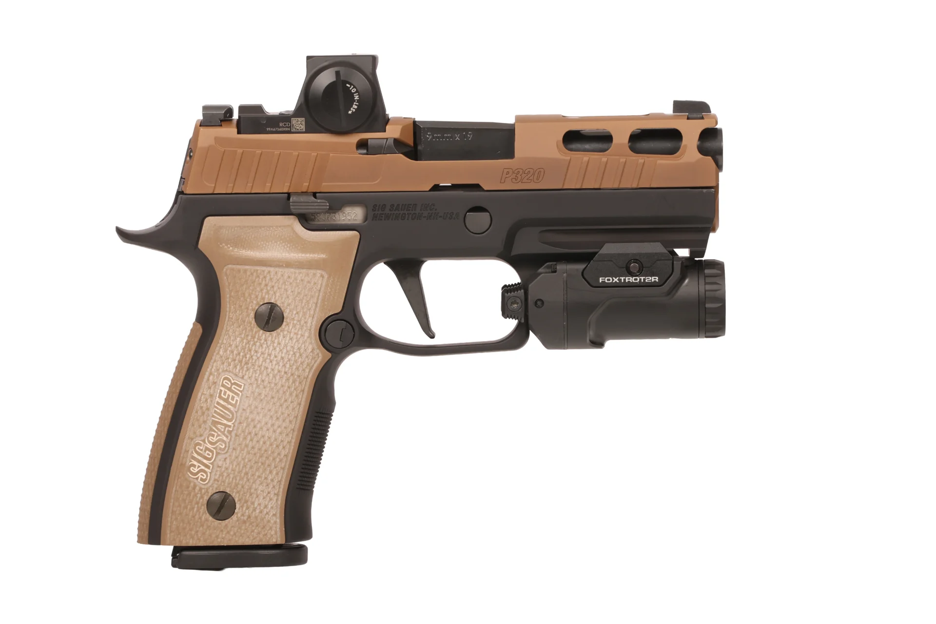 SIG SAUER P320 AXG two-tone 3.9 inch FXTR 21+1 semi-auto handgun