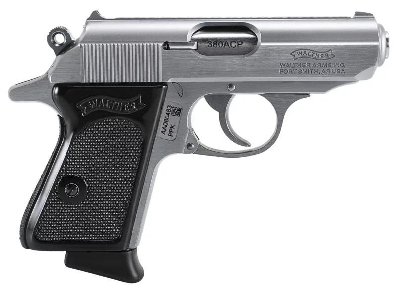 Walther PPK .380 ACP 3.3 inch stainless pistol with black grips