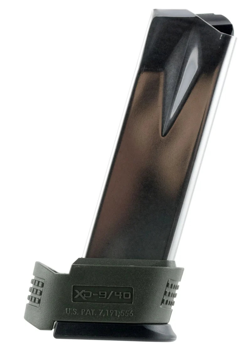 Springfield Armory XD Sub-Compact 16rd 9mm magazine with OD green sleeve and stainless steel body