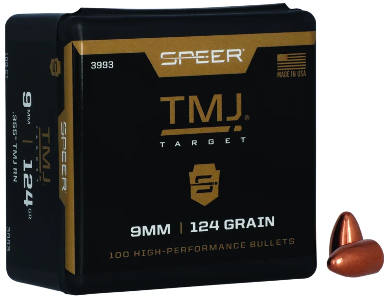 Speer 9mm 124gr TMJ Total Metal Jacket handgun bullets 100 per box