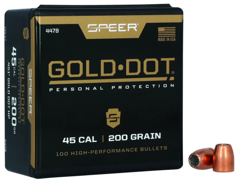 Speer Gold Dot 4478 .45 Cal 200 gr hollow point bullets box 100 count