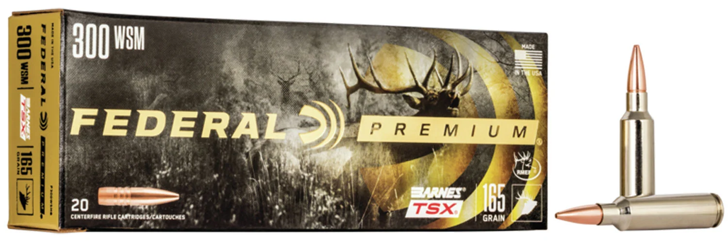 Federal Premium .300 WSM 165gr Barnes TSX rifle ammunition 20-count box