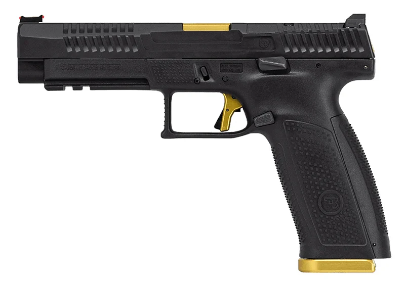CZ-USA P-10 F Competition-Ready 9mm pistol with 5-inch barrel, optics-ready slide, black polymer frame