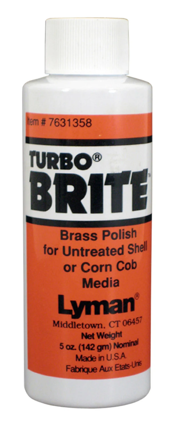 Lyman Turbo Brite Brass Polish bottle for brightening brass casings