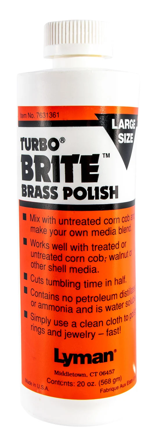 Lyman Turbo Brite Brass Polish bottle for tumbler case cleaning