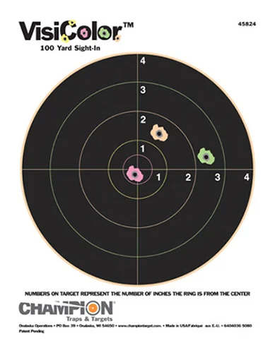 Champion VisiColor 8-inch bull paper target 8.5 x 11 inches, 10 pack