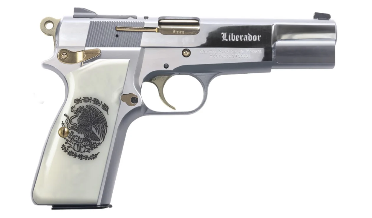 EAA Girsan MC P35 Liberador 9mm pistol in chrome with ivory-style grips