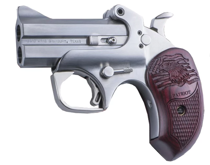 Bond Arms Patriot Derringer .45 LC/.410 3in stainless with rosewood American flag and eagle grips and driving holster
