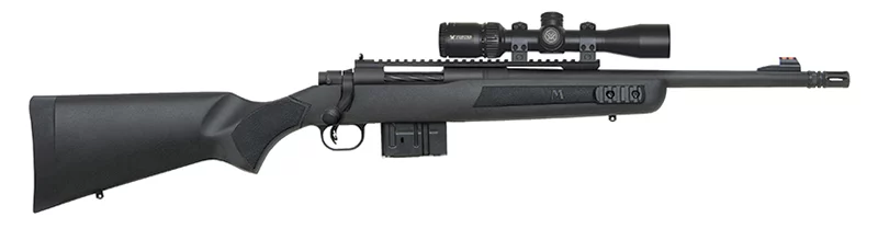 Mossberg MVP Scout 7.62 NATO rifle with Vortex 2-7x32 scope and 16.25in threaded barrel, matte blued finish