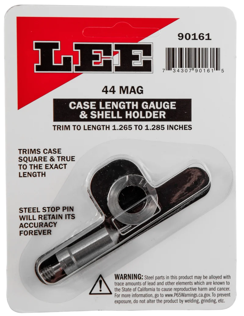 Lee Precision Case Length Gauge and Shell Holder for .44 Magnum - steel trimmer gauge