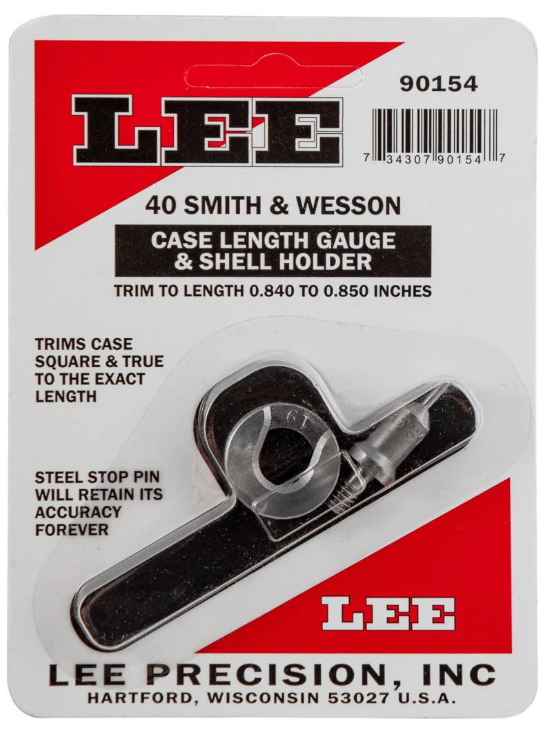 Lee Case Length Gauge and Shell Holder for .40 S&W, steel 2-piece trimmer gauge