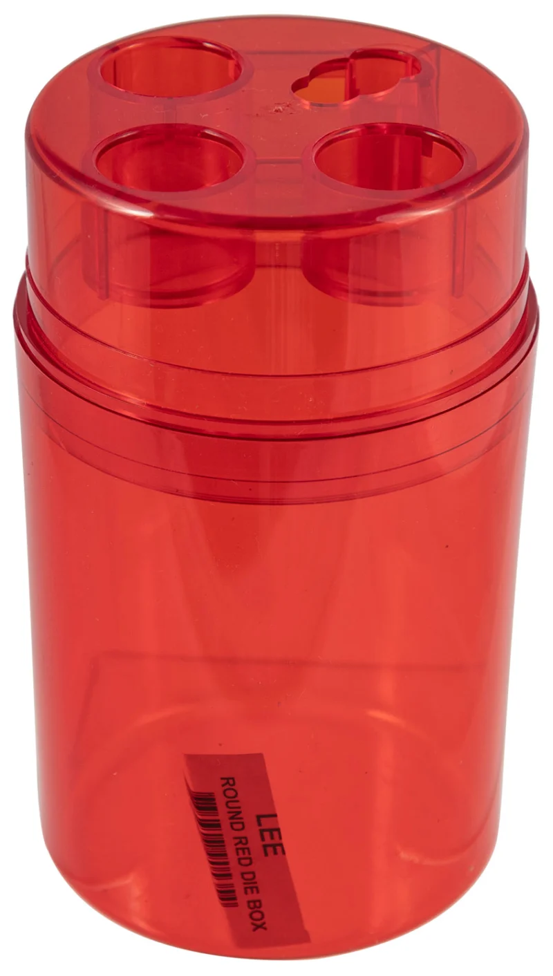 Lee Precision red round die storage box for 3-die set, durable plastic