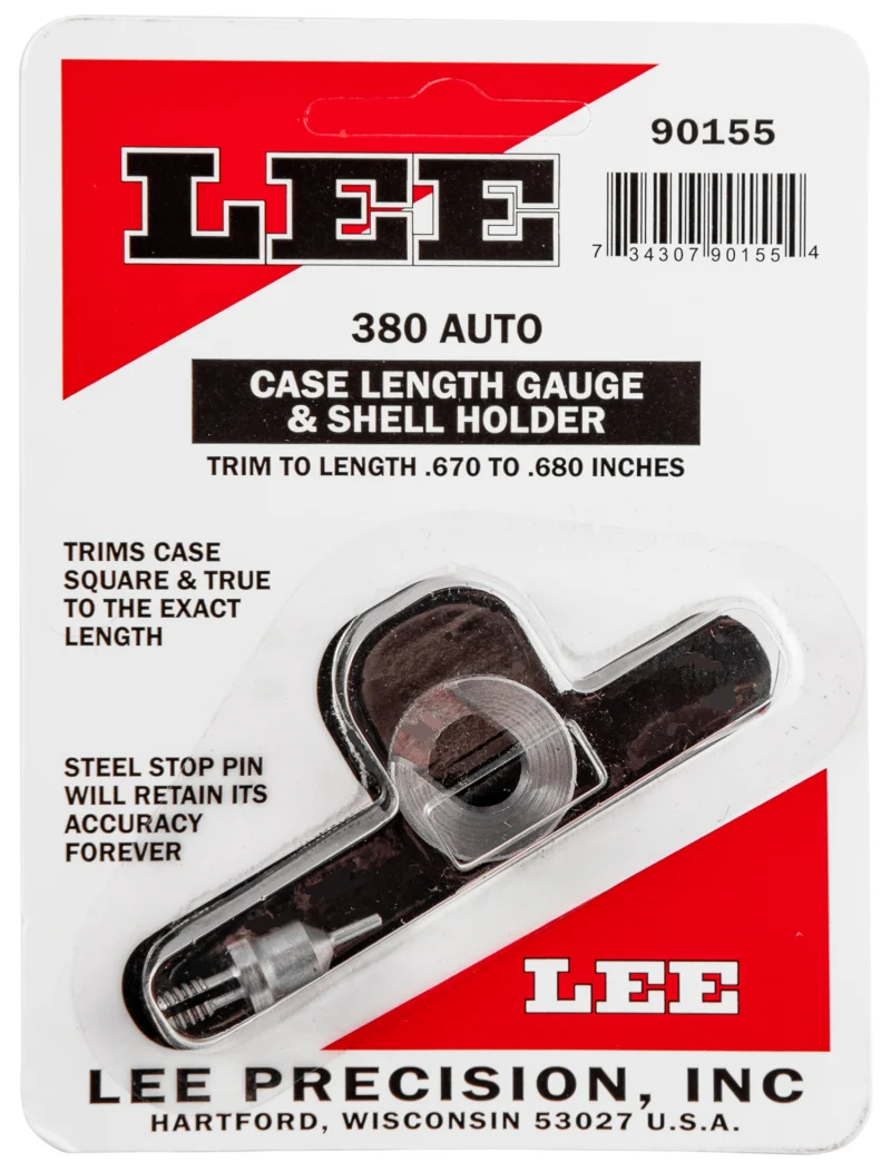 Lee Case Length Gauge and Shell Holder for .380 ACP, steel trimmer gauge