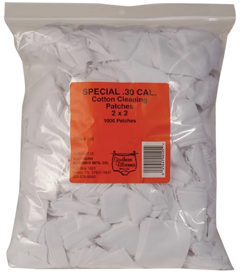 Southern Bloomer .30 Cal cotton knit 2x2 cleaning patches 1000 per bag