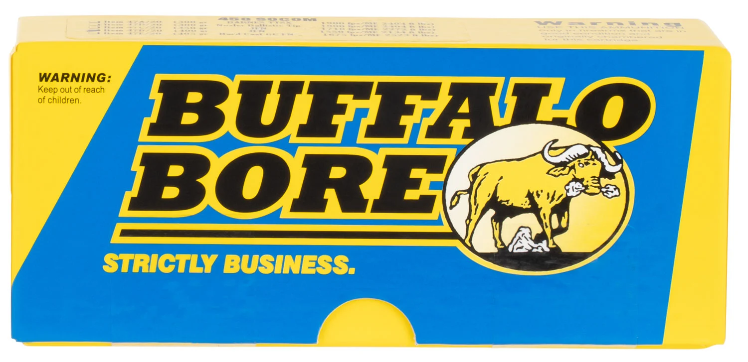Buffalo Bore 47D20 458 SOCOM 400gr Semi-Jacketed Flat Point ammunition box