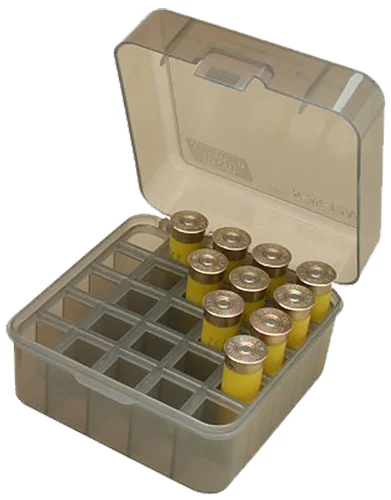 MTM S25D41 25-round flip-top shotshell box in clear smoke finish