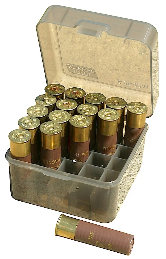 MTM 25-round clear smoke shotshell ammo box for 10/12 gauge 3.5-inch shells