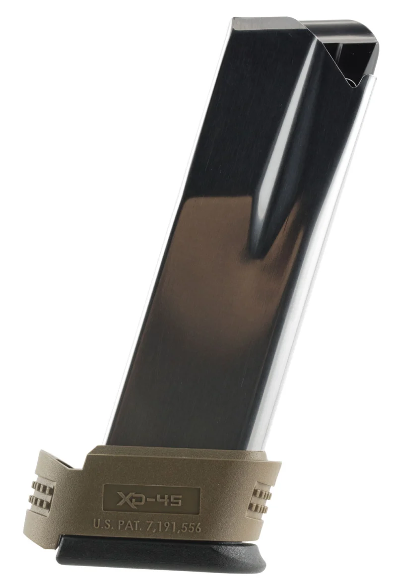 Springfield Armory XD Compact 13rd .45 ACP stainless steel magazine with Dark Earth sleeve