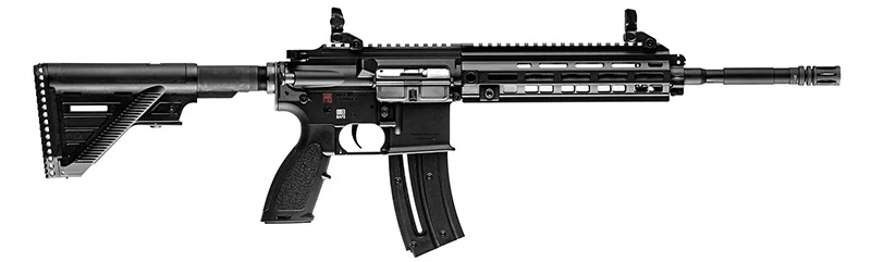 Heckler & Koch HK416 .22 LR 16.1in rifle in matte black with M-LOK rail and retractable stock