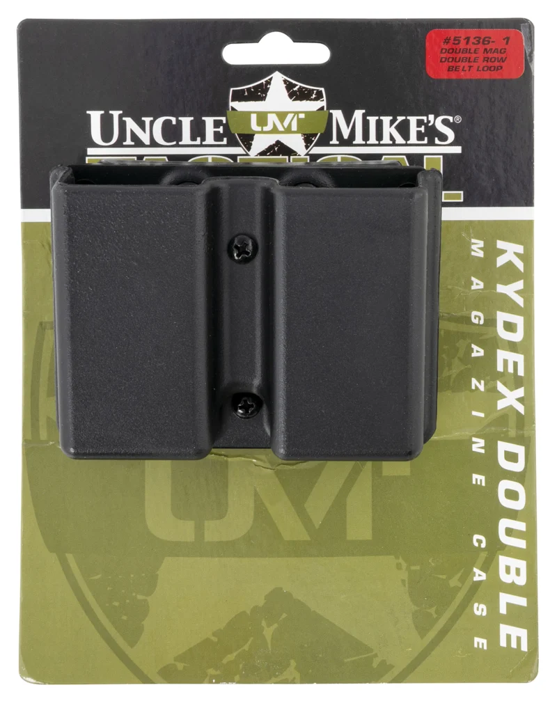 Uncle Mike's Kydex double magazine case for double-stack 9mm and .40, black, belt clip, fits 1.75 inch belts