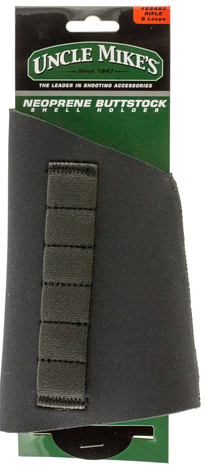 Uncle Mike's 88483 Buttstock Shell Holder Black Neoprene 6-loop for rifle buttstock
